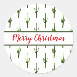 Adesivo Redondo Feliz Arizona de Natal Cactus
