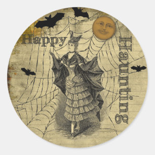 Adesivo Redondo Feliz assombramento da Vintage Halloween Bat