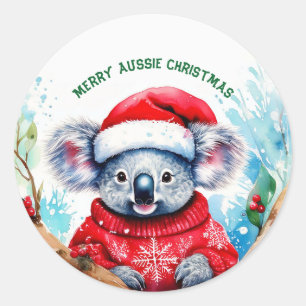Adesivo Redondo Feliz Aussie Christmas Koala