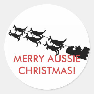 Adesivo Redondo Feliz Aussie Christmas Sticker