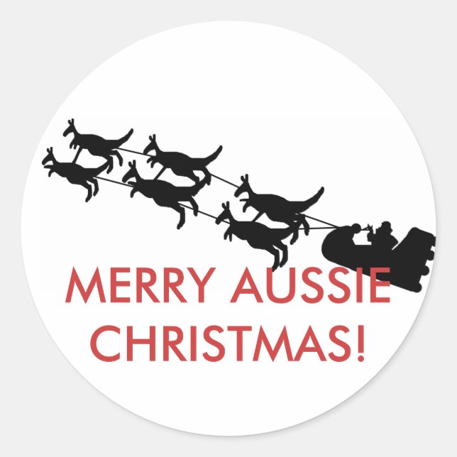 Adesivo Redondo Feliz Aussie Christmas Sticker (Frente)