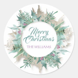 Adesivo Redondo Feliz Belga Feriados de Natal Casa Branca