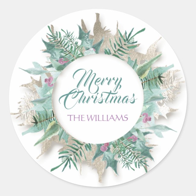 Adesivo Redondo Feliz Belga Feriados de Natal Casa Branca (Frente)