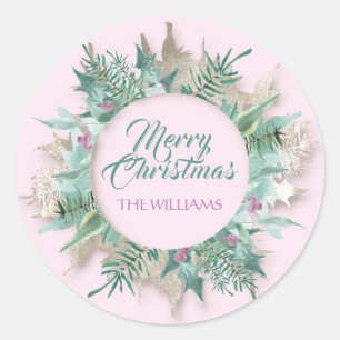Adesivo Redondo Feliz Belly Natal Feliz Feriados Mint Teal