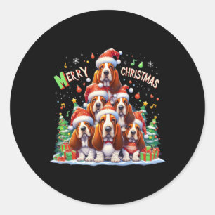 Adesivo Redondo Feliz Bet Hound Dogs Natal Xmas Oferece Natal