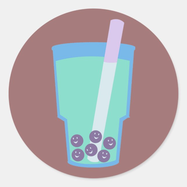 Adesivo Redondo Feliz Boba Tea Bubbles (Frente)