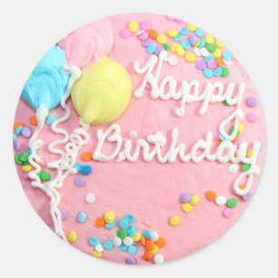 Adesivo Redondo Feliz Bolo de Aniversário