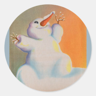 Adesivo Redondo feliz boneco de neve