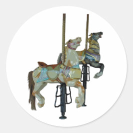 Adesivo Redondo Feliz bonito Inclina Cavalos Carrossel