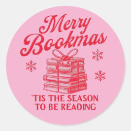 Adesivo Redondo Feliz Bookmas, é a época de ler