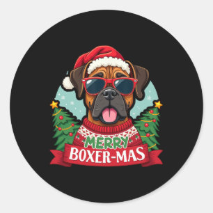 Adesivo Redondo Feliz Boxer-mas Bonito Boxer - Natal
