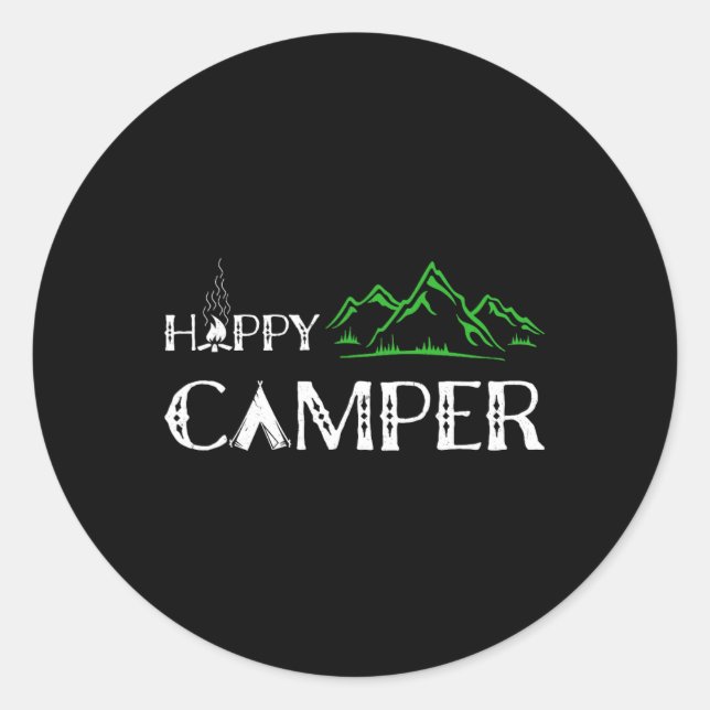 Adesivo Redondo Feliz Camper - Acampamento Para Homens (Frente)