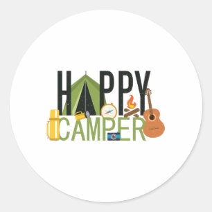 Adesivo Redondo Feliz Camper - Design de acampamento