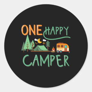 Adesivo Redondo Feliz Camper Feliz Férias De Verão Que Corresponde