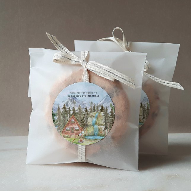 Adesivo Redondo Feliz Camper | Festa de aniversário De Campo Obrig (Criador carregado)