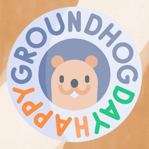 Adesivo Redondo Feliz Cartografia do Dia da Marmota