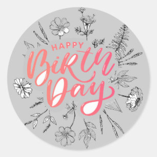 Adesivo Redondo Feliz Celebração de Aniversário