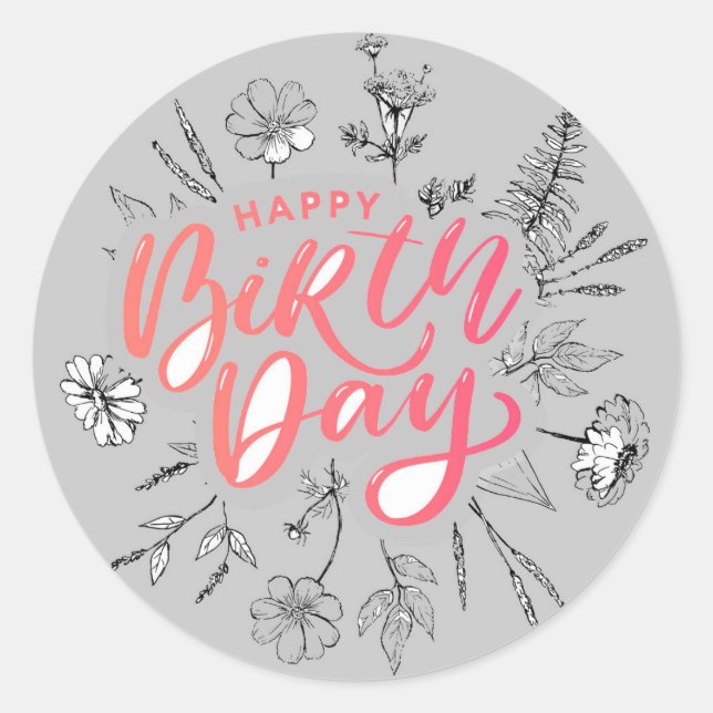 Adesivo Redondo Feliz Celebração de Aniversário (Frente)