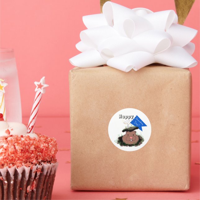 Adesivo Redondo Feliz Celebração do Dia da Marmota (Festa)