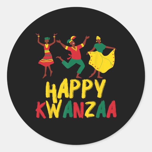 Adesivo Redondo Feliz Celebração Kwanzaa Sete Princípios Africanos (Frente)