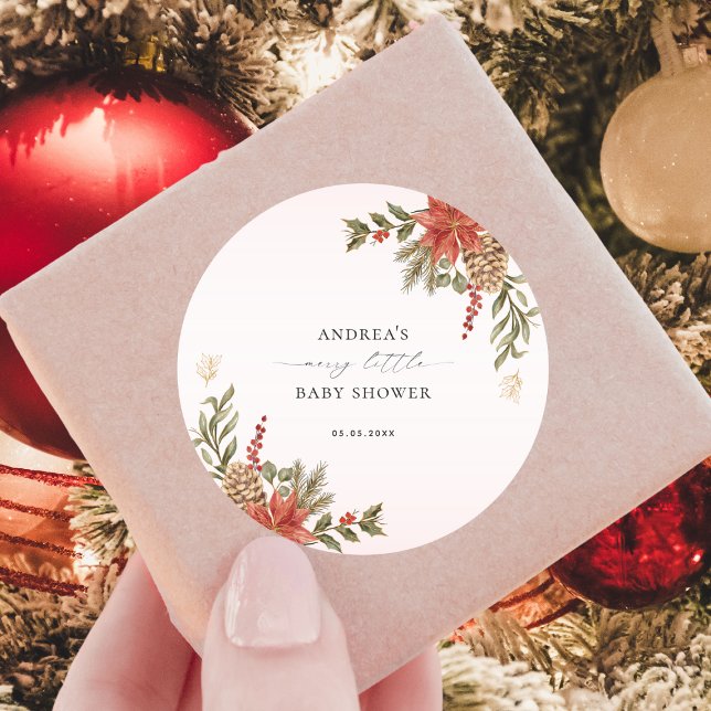 Adesivo Redondo Feliz, Chá de fraldas rosa, vermelho e Dourado Nat (Criador carregado)