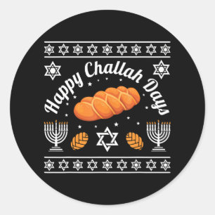 Adesivo Redondo Feliz Challah Days Hanukkah