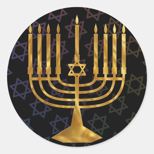 Adesivo Redondo Feliz Chanukah (Frente)
