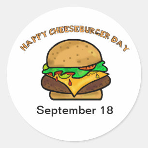 Adesivo Redondo Feliz Cheeseburger Day Stickers