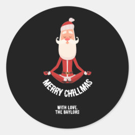 Adesivo Redondo Feliz Chillmas Meditando Zen Papai Noel Feriado