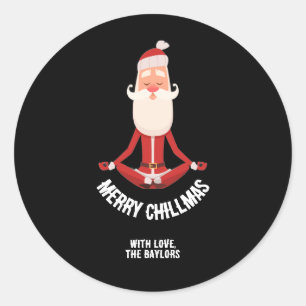 Adesivo Redondo Feliz Chillmas Meditando Zen Papai Noel Feriado