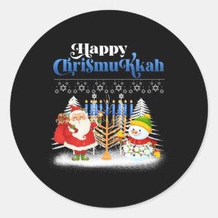 Adesivo Redondo Feliz Chrismukkah Engraçado Chrismukkah Hanukkah 