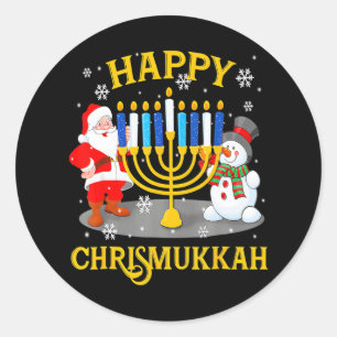 Adesivo Redondo Feliz Chrismukkah Engraçado Chrismukkah Hanukkah J