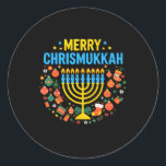 Adesivo Redondo Feliz Chrismukkah Feliz Natal Chanukah J<br><div class="desc">Feliz Chrismukkah Feliz Natal Feliz Chanukah Judeu</div>