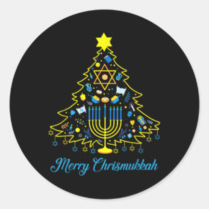 Adesivo Redondo Feliz Chrismukkah Feliz Natal Hanukkah