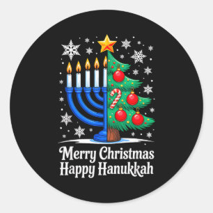 Adesivo Redondo Feliz Chrismukkah Feliz Natal Hanukkah Corresponde