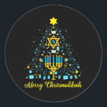 Adesivo Redondo Feliz Chrismukkah Menorah Árvore de Natal Chanukah<br><div class="desc">Feliz Chrismukkah Menorah Árvore de Natal Chanukah</div>
