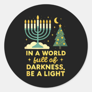 Adesivo Redondo Feliz Chrismukkah Merry Natal Feliz Chanukah J