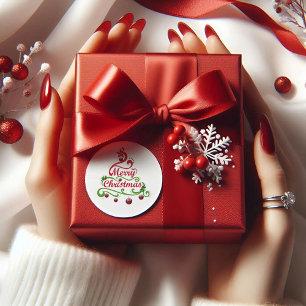 Adesivo Redondo Feliz Christmass Sticker