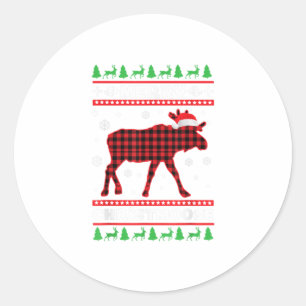 Adesivo Redondo Feliz Christmoose Family Pajamas Moose