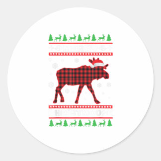 Adesivo Redondo Feliz Christmoose Family Pajamas Moose