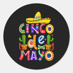 Adesivo Redondo Feliz cinco de maio festa squad 5 de maio mexicano
