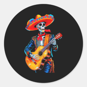 Adesivo Redondo Feliz cinco de maio sombrero mexicano crânio violã