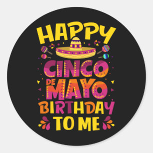 Adesivo Redondo Feliz Cinco De Mayo Aniversário Para Mim Sombrar M