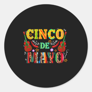 Adesivo Redondo Feliz cinco de mayo mexicano chapéu margarita