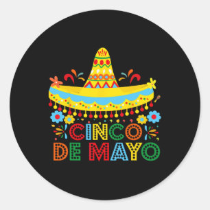 Adesivo Redondo Feliz Cinco De Mayo México Fiesta Taco Guitar Cinc
