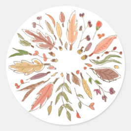 Adesivo Redondo Feliz Círculo de outono de Ação de Graças