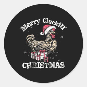 Adesivo Redondo Feliz Cluckin Natal Engraçado Papais noeis de fran