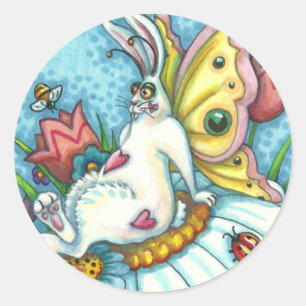 ADESIVO REDONDO FELIZ COELHO DE PRIMAVERA FLUTTERBUN, FEIRA DE BUN