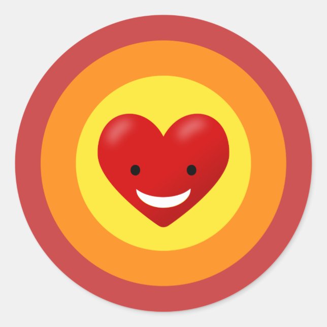 Adesivo Redondo Feliz Coração de Amor (Frente)