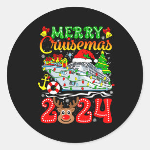 Adesivo Redondo Feliz Cruisemas 2024 Cruise Christmas Rudolph Xmas